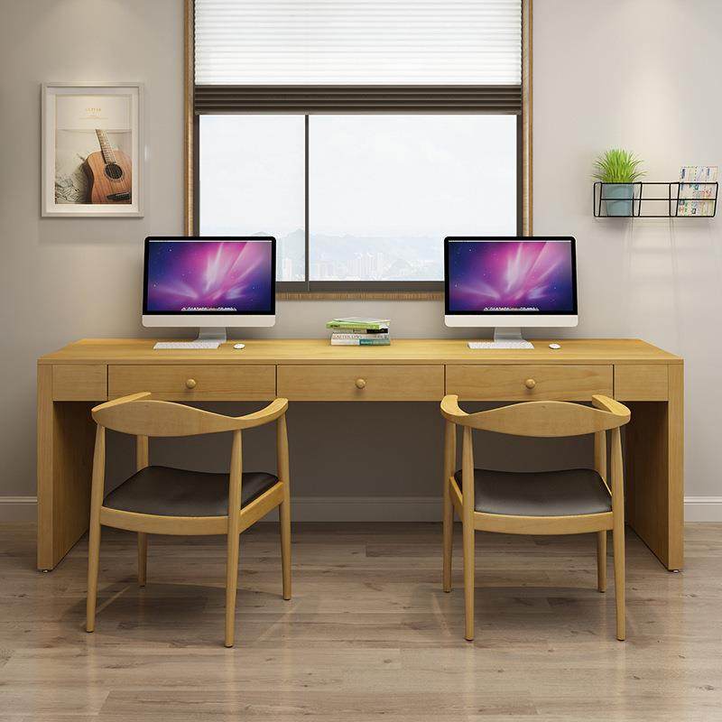 书房客厅带抽屉简约电脑桌现代简约窗边长条桌纯实木靠墙双人书桌