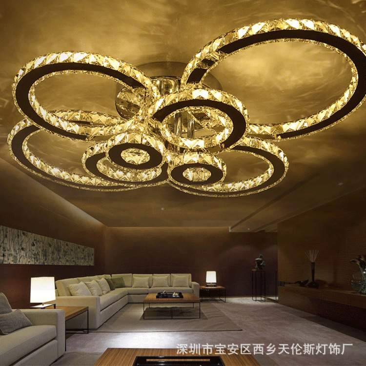 现代简约水晶灯卧室线切割吸顶灯 创意过道灯圆形led客厅灯具