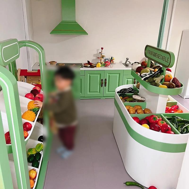 儿童过家家果蔬中岛台亲子餐厅职业体验厨房超市化妆玩具做饭冰箱