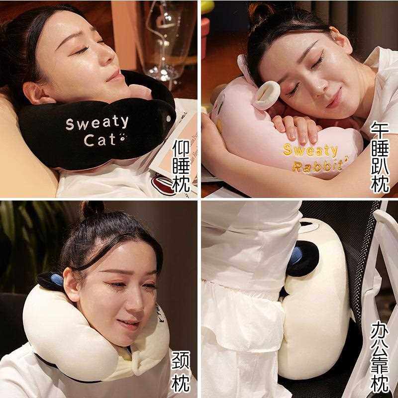 直销新款可爱U型枕护颈枕学生卡通飞机旅行靠枕护脖子办公室午休