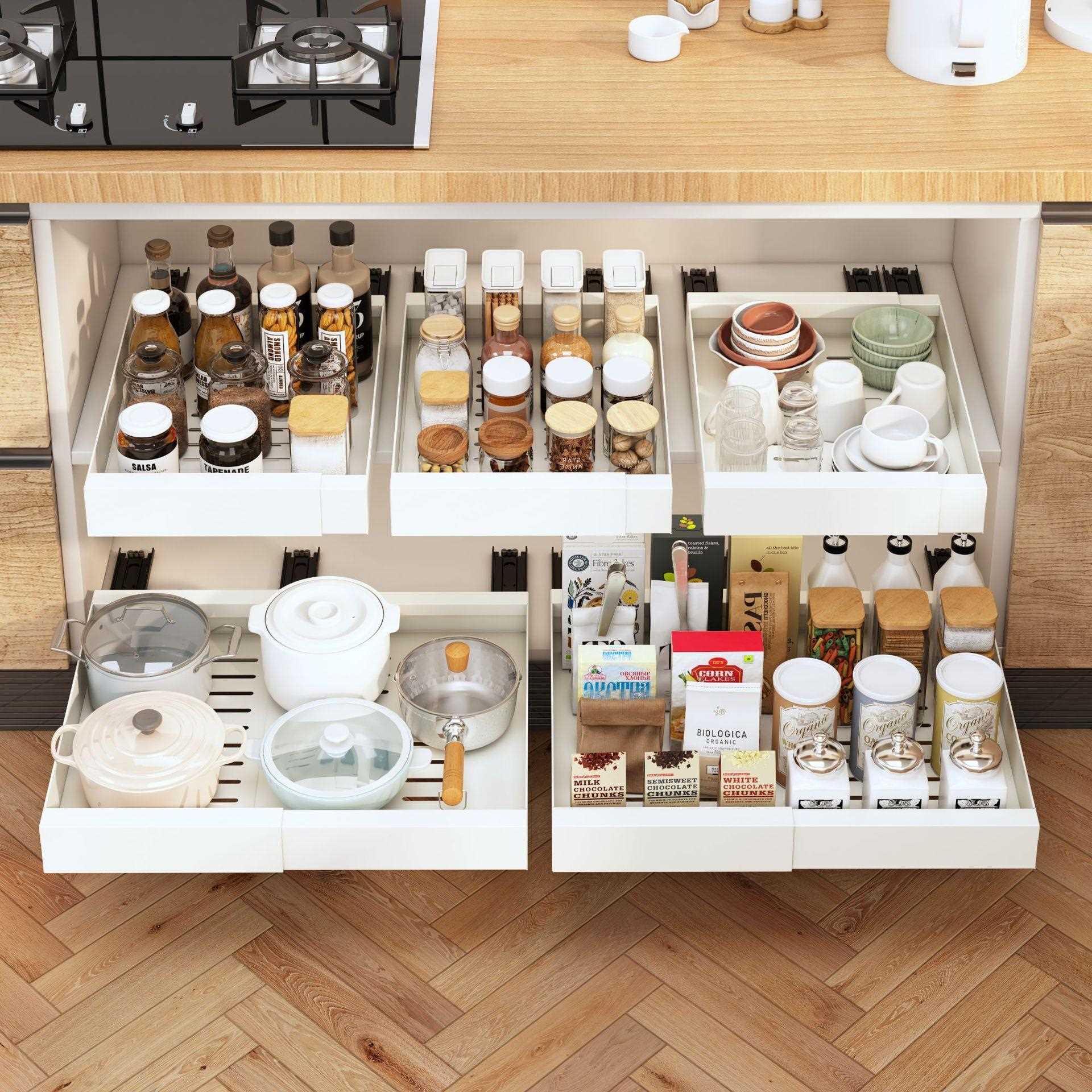 直销新款厨房橱柜拉篮下水槽置物架多功能碗碟调料收纳抽拉式简易