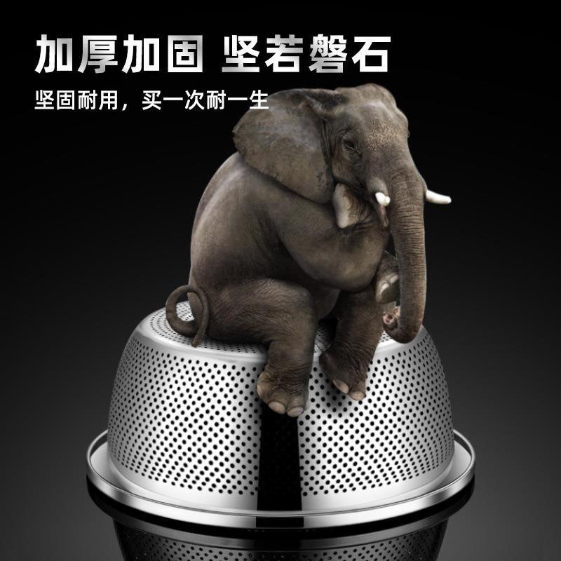 直销新款加厚不锈钢沥水盆过滤淘米洗菜漏盆神器带盖揉面盆篓蔬果