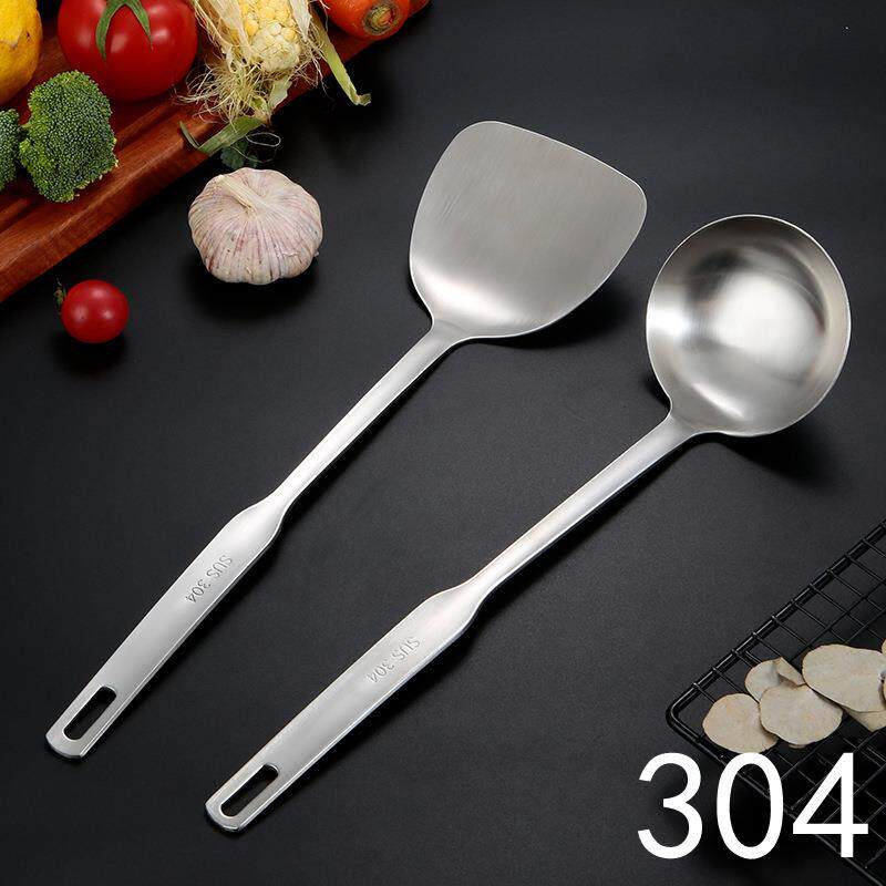 直销新款304家用锅铲不锈钢厨具加长铲子 加厚双立厨房铲子炒勺汤