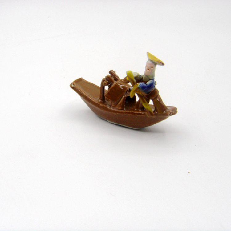 直销新款假山盆景上水石吸水石摆件鱼缸造景陶瓷小船微景观沙盘小