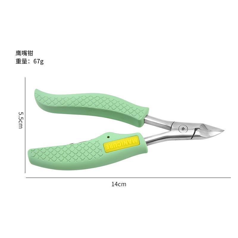直销新款美甲工具甲沟指甲刀大指甲剪套装鹰嘴钳不锈钢修脚指甲钳