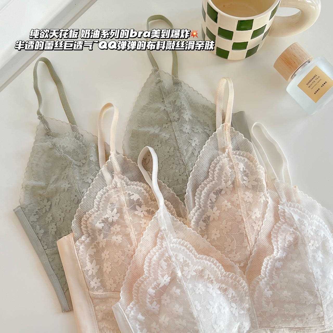 直销新款法式兔耳朵水晶杯内搭打底抹胸防走光可调节细肩蕾丝吊带
