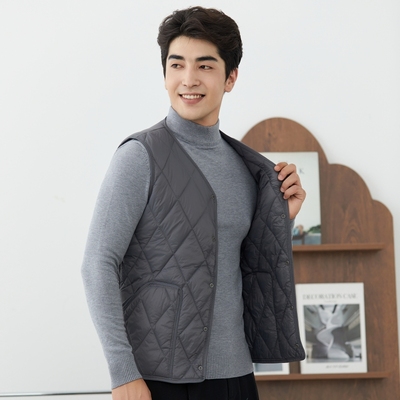 2025新款无领羽绒棉内胆马甲男秋冬轻薄内穿青年大码坎肩背心马夹