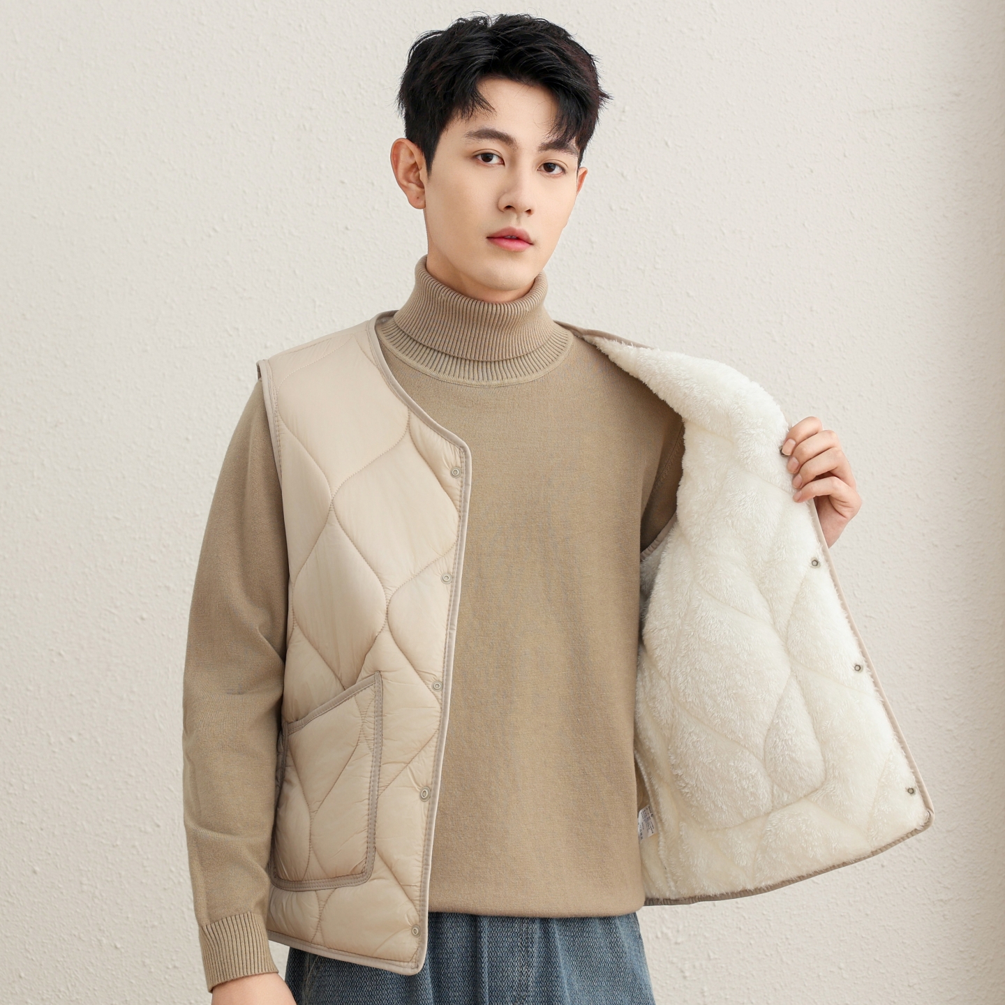 冬季新款羽绒棉马甲男内胆短款背心加厚保暖大码坎肩轻薄学生校服