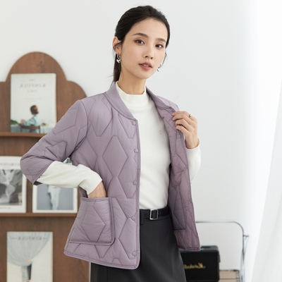 七分袖短款棉衣棉服简约修身丝绵