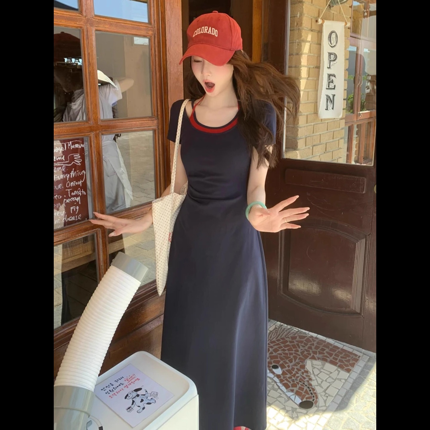 2025新款纯欲风假两件针织连衣裙子女夏季韩系高级感气质掐腰长裙
