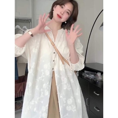 国风长袖衬衫薄款外套女夏季新款2025年爆款显瘦防晒衣新中式上衣