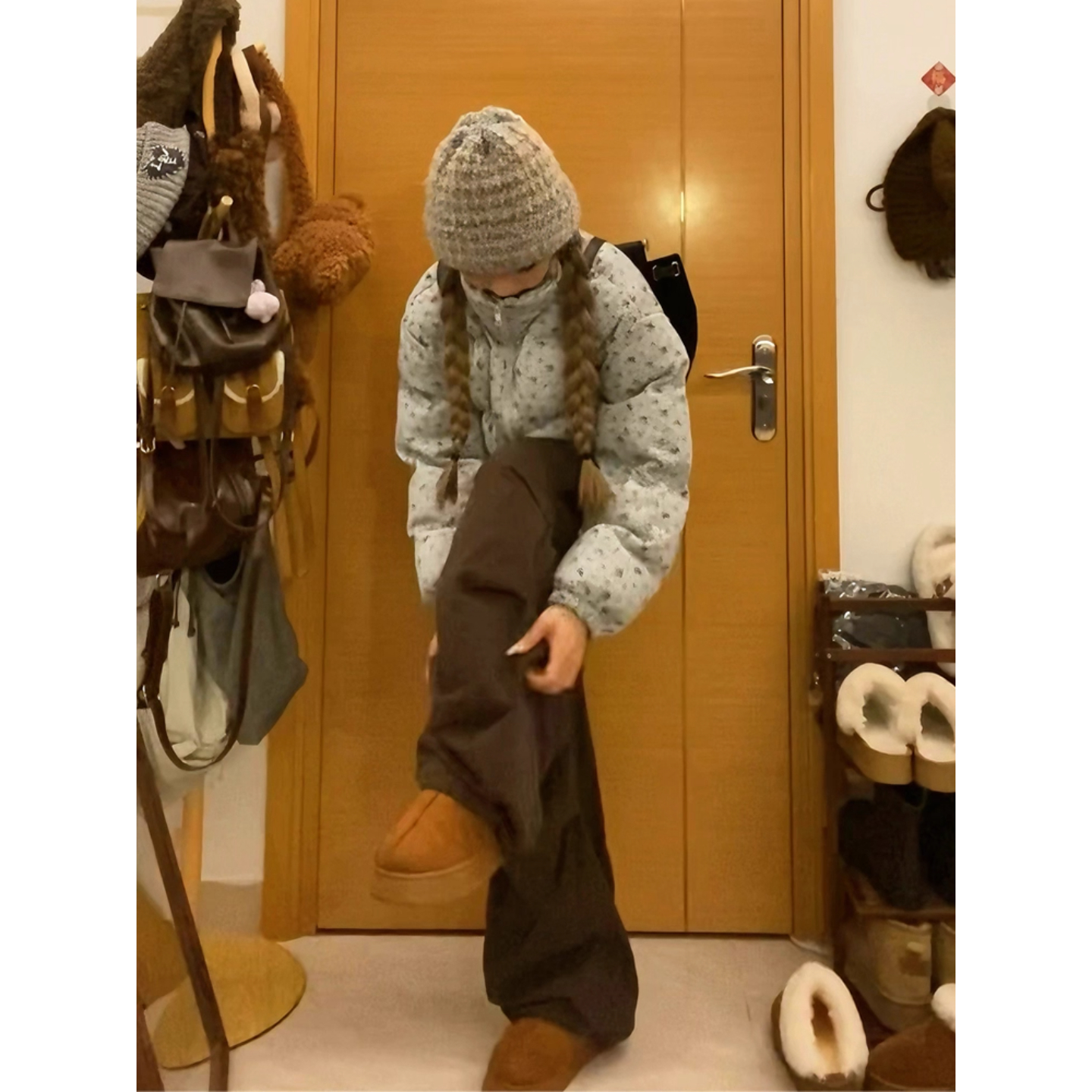 美式小碎花立领短款羽绒棉服女秋冬新款加厚肯豆风棉袄面包服外套