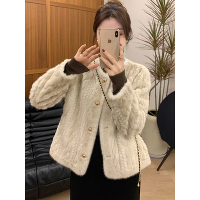 短款加厚加棉羊羔毛外套女秋冬季新款爆款仿皮草毛毛小个子上衣春