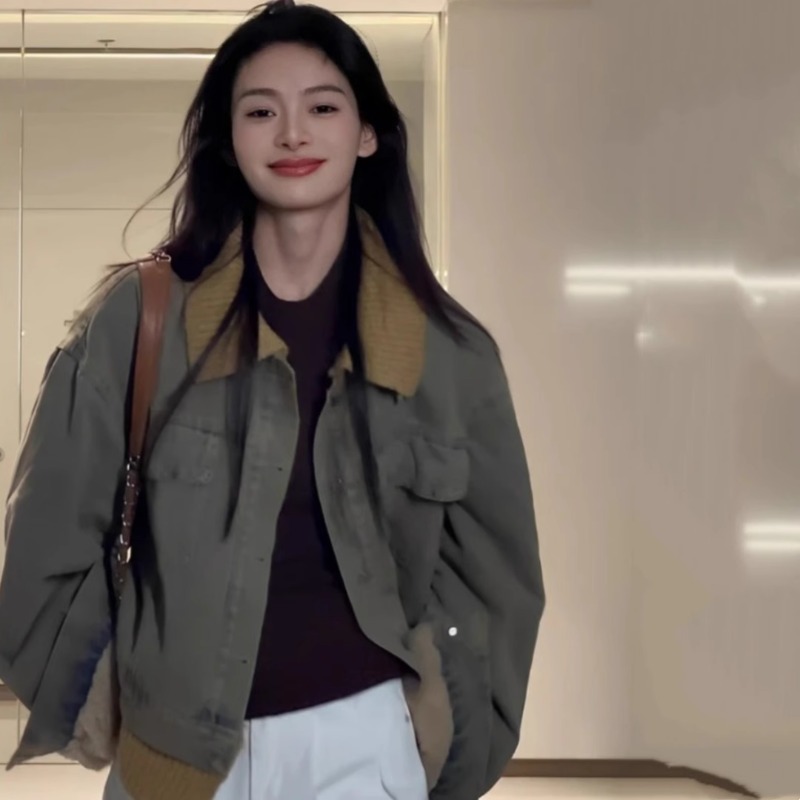 泽班启美式复古牛仔外套