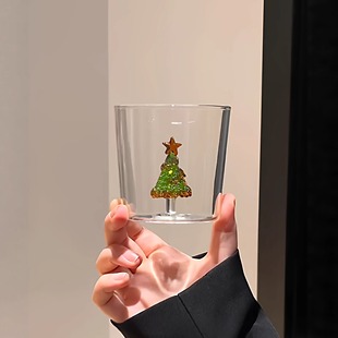 圣诞树威士忌酒杯水晶杯玻璃杯水杯洋酒杯高硼硅耐高温饮料杯子