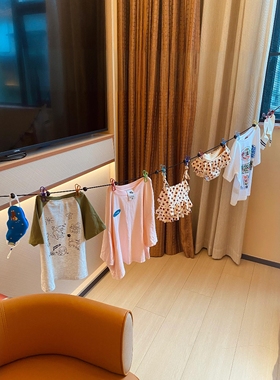 旅行晾衣绳室外室内晒衣绳子酒店挂衣绳一拉即紧旅游便携式神器
