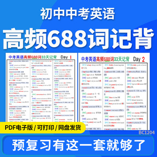 2025初中中考英语高频688词记背电子版 资料