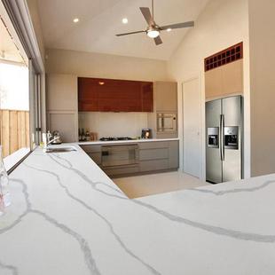 工厂人造石台面厨房白色石英石花纹橱柜仿大理石石材