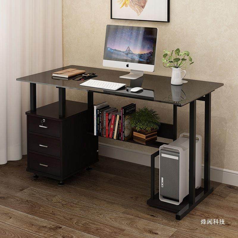 电脑桌一体出租屋学习实木学习电脑桌台式家用移动书房写字桌