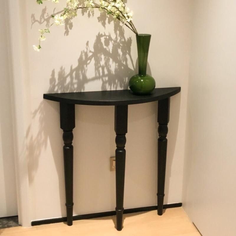 法式实木黑色极简玄关桌