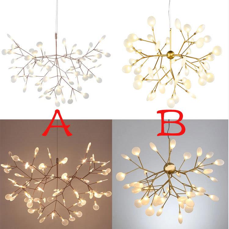 客厅灯餐厅灯北欧创意树枝吊灯个性艺术叶子后现代萤火虫吊灯