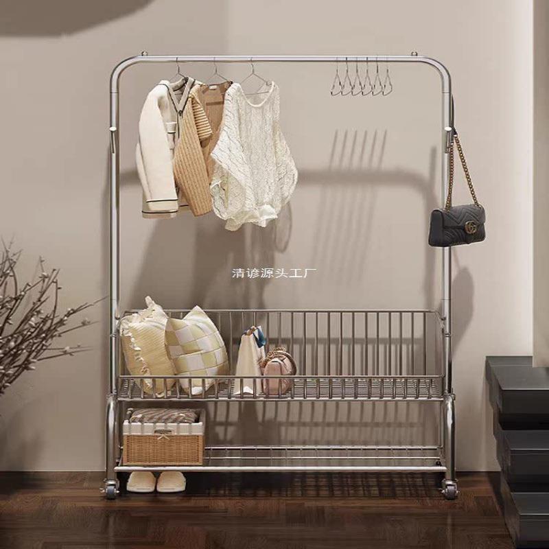 轻奢挂衣帽架晾衣架杆移动落地简易主卧室内家用隔夜衣服置物架子