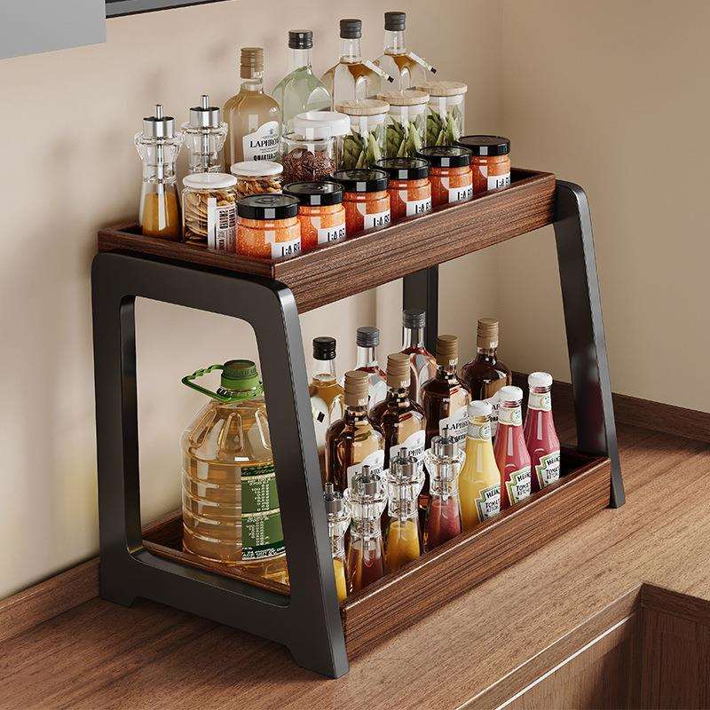 实木厨房台面多功能调料置物架调味料佐料调料品放油盐酱醋收纳架