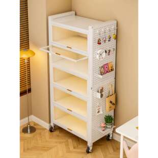 钢制书架可移动书柜儿童带轮置物架客厅收纳柜靠墙铁艺防尘储物柜