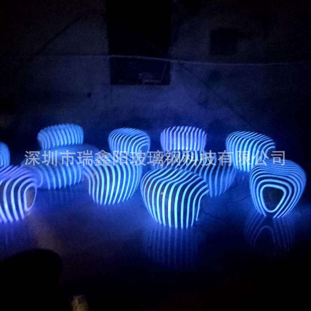 厂家生产直销玻璃钢透光座椅/发光玻璃钢坐凳/发光茶几，坐凳