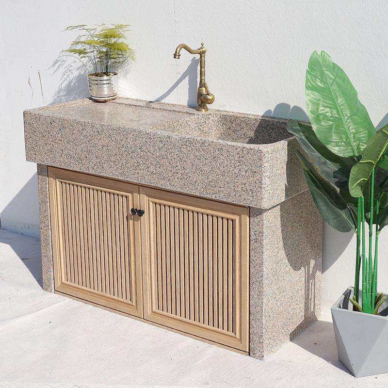 户外石头洗衣池天然大理石材洗手池庭院洗菜水槽阳台洗手一体台盆