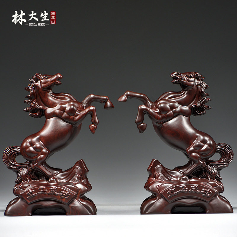 黑檀木雕马到成功摆件实木质十二生肖马家居客厅装饰品送礼工艺品