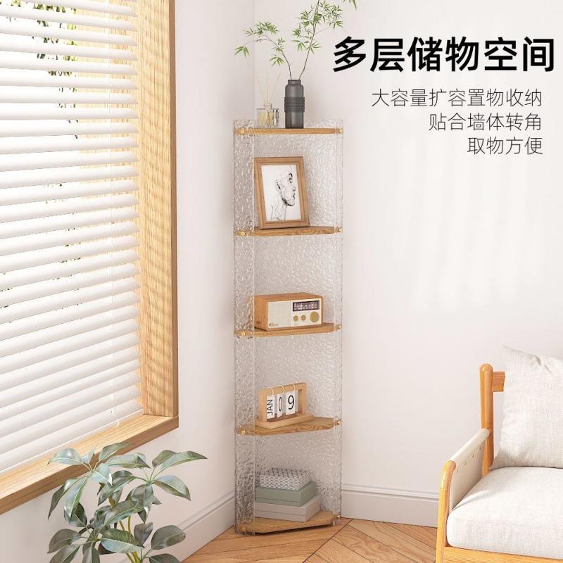 亚克力多层置物架落地收纳架储物展示架子家用卧室扇形三角