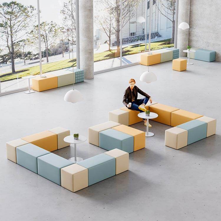 早教学校培训机构休息区休闲沙发简约工作室无靠背接待等候长条凳