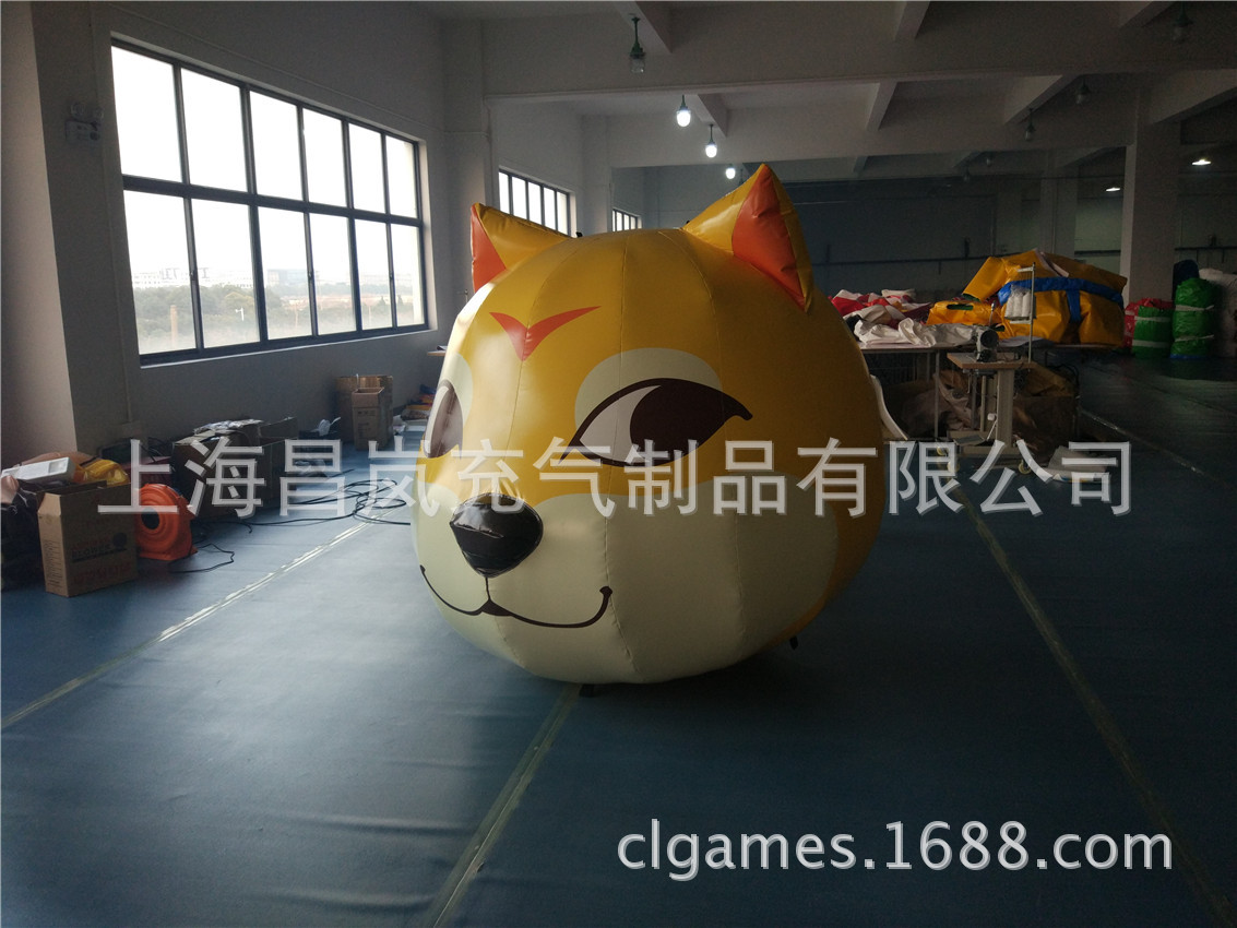 厂家直供充气狗头旺财 表情包充气卡通模型商场活动气模趣味美陈