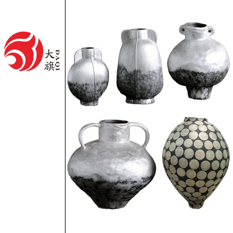 现代艺术家居软装白色陶瓷手工花瓶摆件样板房别墅酒店装饰品