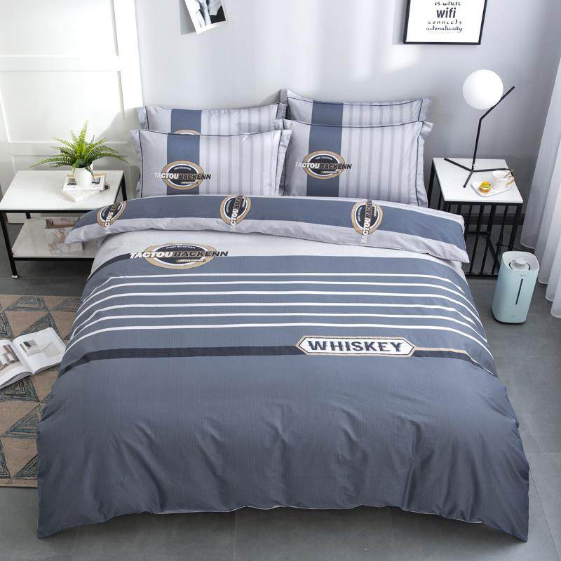 GZ6M纯斜纹英伦风四件套条格欧美被套床笠1.8米1.5m2床品秋冬