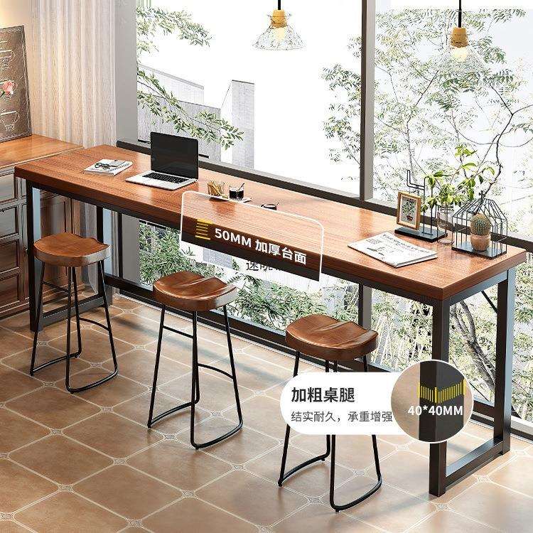 吧台桌家用阳台休闲小吧台靠墙长条窄桌简约桌椅组合高脚桌工作台