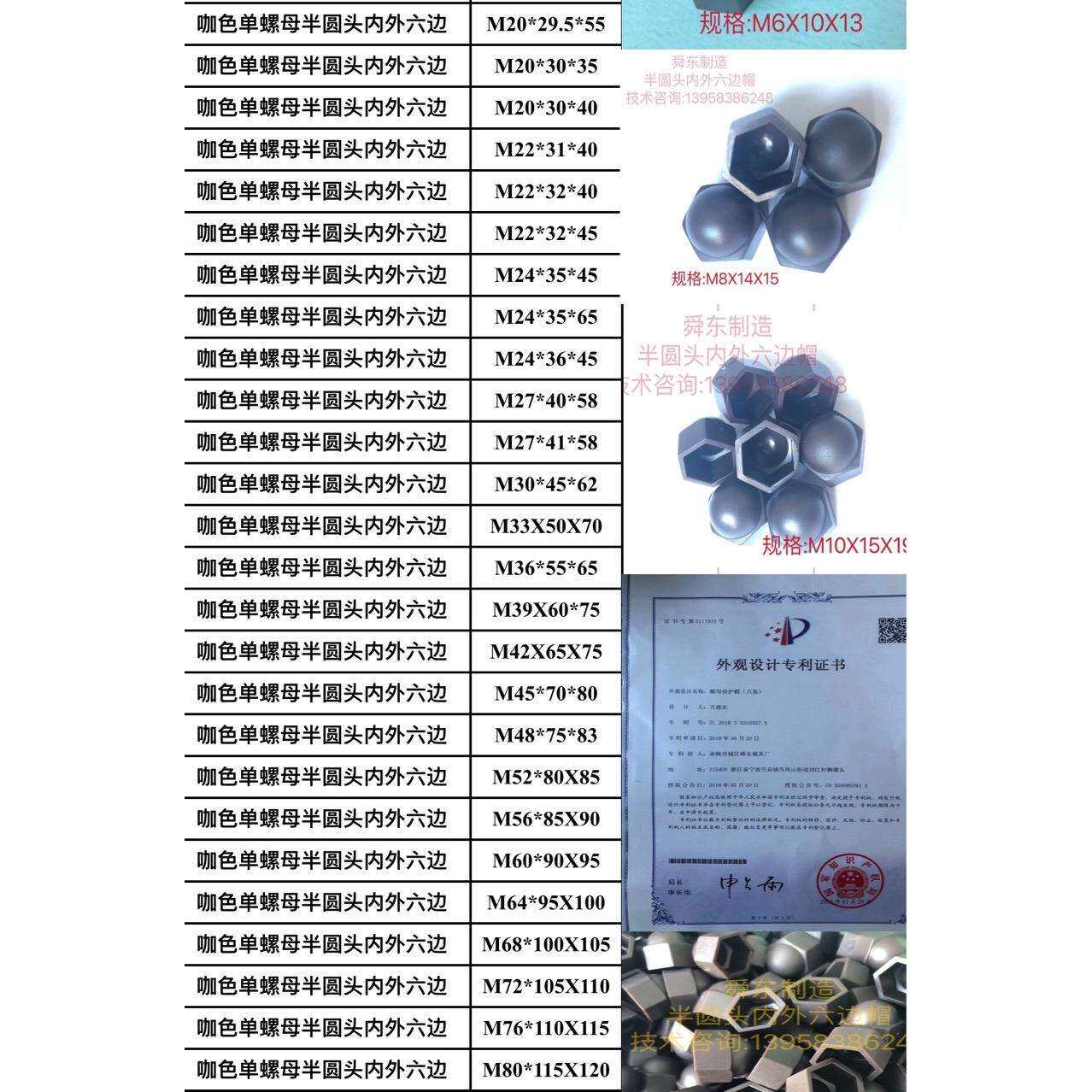 地脚螺丝保护罩六角螺栓螺母保护帽六角螺栓保护罩M3-M100毫米
