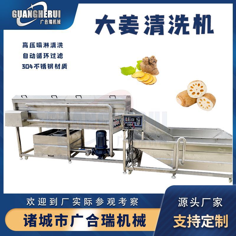 洗菜机毛豆油菜山野菜蔬菜大姜蘑菇清洗设备鼓泡喷淋果蔬清洗机