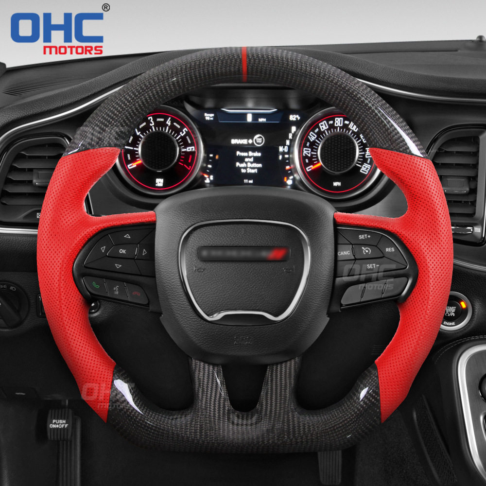 适用于道奇dodge charger srt 打孔皮碳纤维汽车方向盘改装转向盘