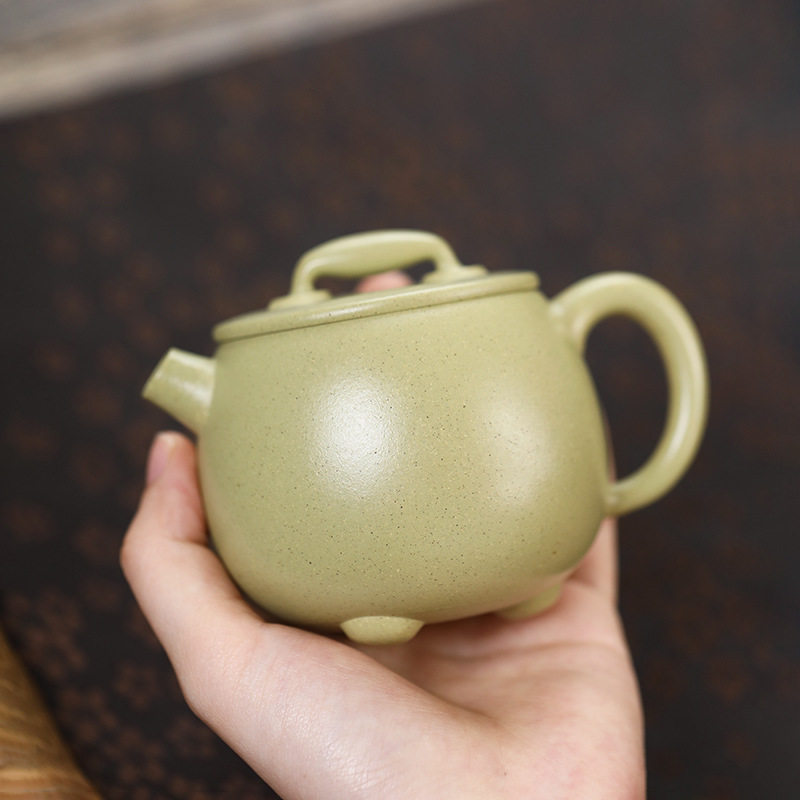 宜兴紫砂壶源头厂家直供创意可爱泡茶壶男女士家用茶具绿泥小石墩