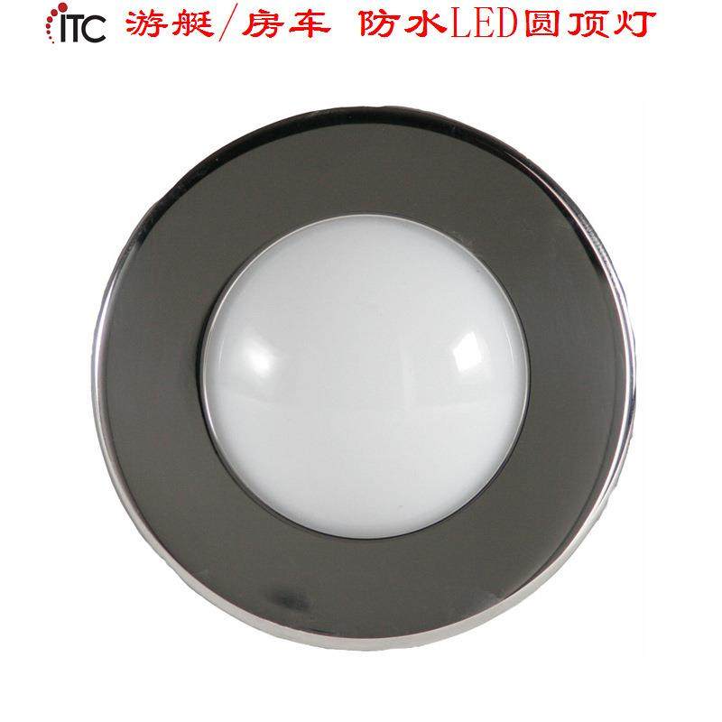 游艇灯房车灯,LED圆形内顶灯,蓝白双色装饰灯,船用低压防水彩灯