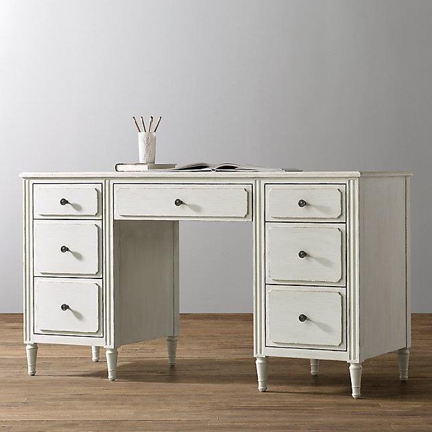 美式乡村复古做旧橡木书桌法式简约办公桌欧式实木电脑桌写字台