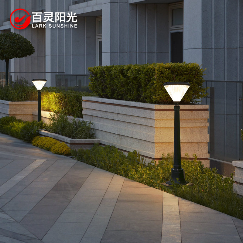 户外防水欧式太阳能高杆草坪灯