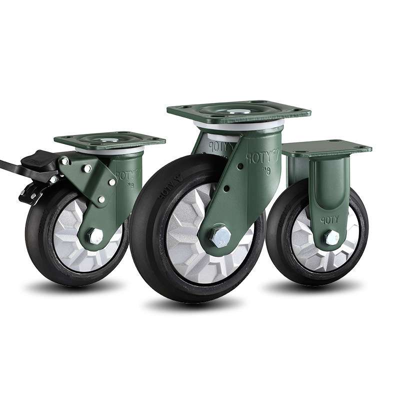 YTOP卓烨锰钢脚轮21LL重型高速牵引铝芯BR橡胶轮4寸5寸6寸8寸静音