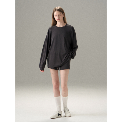 MISSCHANGE设计师品牌 2025新款长袖T恤女宽松显瘦短裤两件套套装