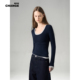 CHANGE 羊毛极简风假两件撞色长袖 T恤女修身 MISS 显瘦磨毛打底衫
