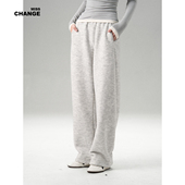 MISS 女松弛感加绒加厚松奶奶裤 CHANGE 羊毛圈圈极简风灰色休闲裤