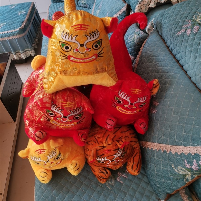 淮阳布老虎 虎头枕老虎公仔满月抓周生肖娃娃玩偶 毛绒玩具平安虎
