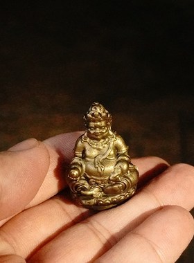 黄铜迷你随身佛像黄财神药师佛书房办公室实心小摆件工艺品装饰品